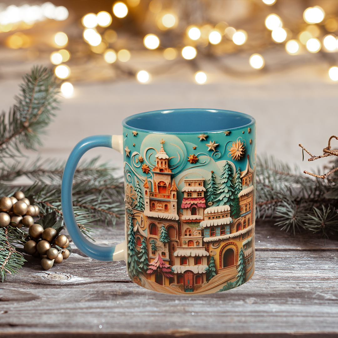 CHRISTMAS MUG - VILLAGE SCENE 2 - 3D
