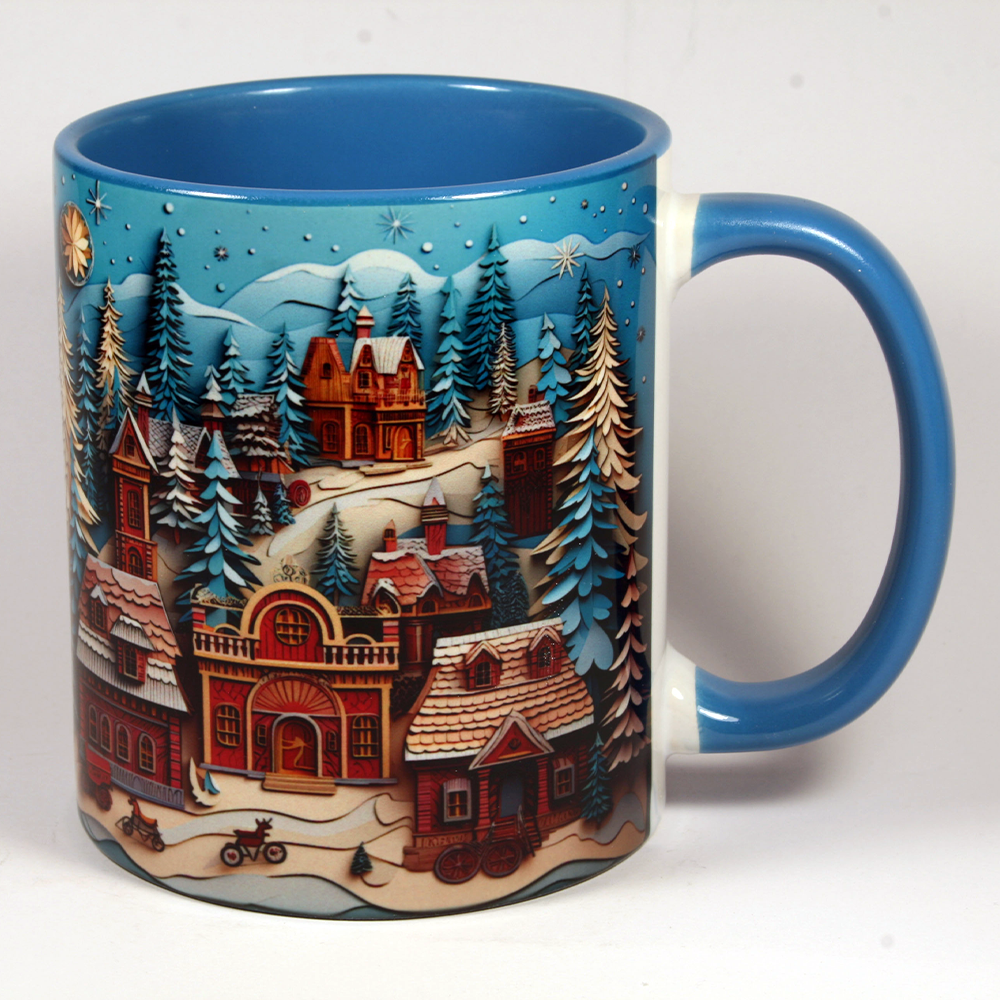 CHRISTMAS MUG - VILLAGE SCENE 4 - 3D