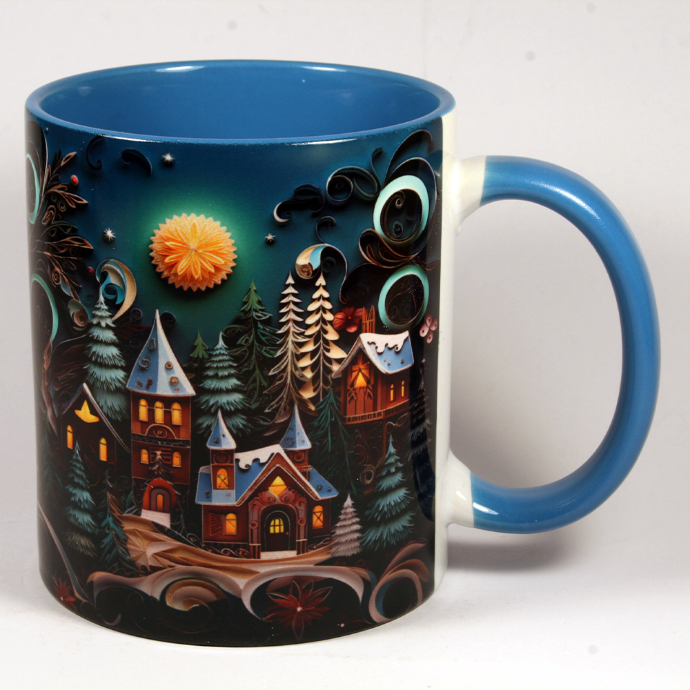 CHRISTMAS MUG - VILLAGE SCENE 5 - 3D