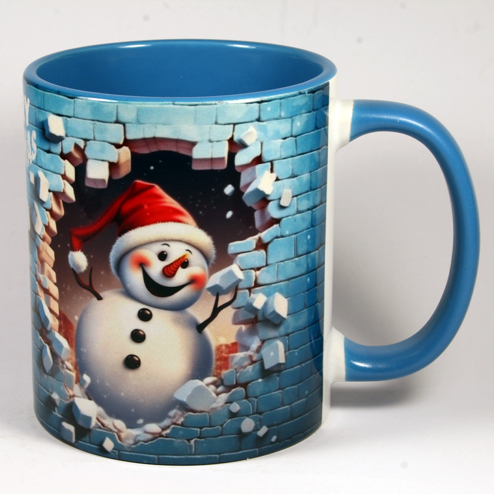 CHRISTMAS MUG - SNOWMAN BLUE 3D BREAK-THRU