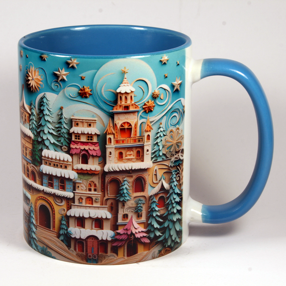 CHRISTMAS MUG - VILLAGE SCENE 2 - 3D