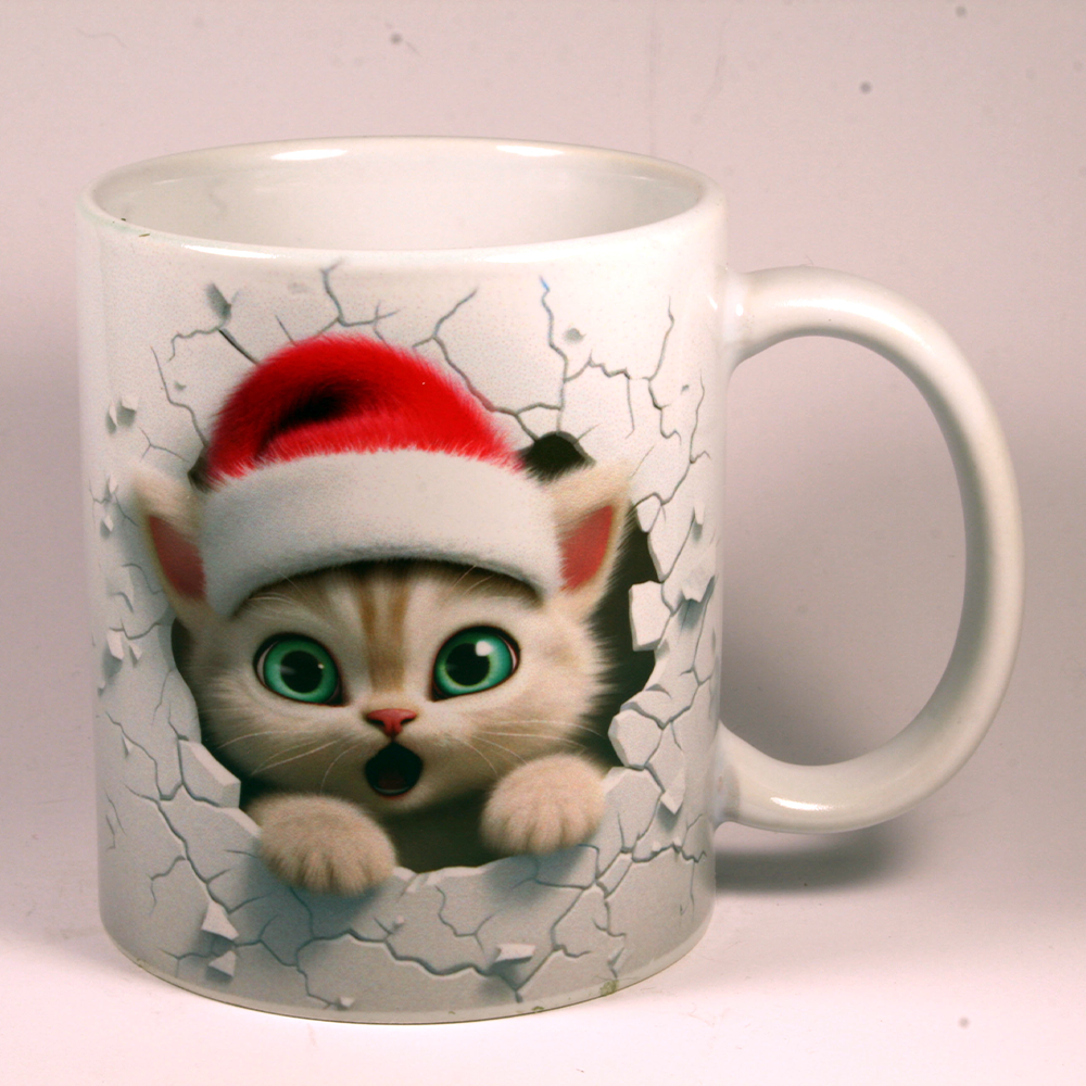 CHRISTMAS MUG - SANTA KITTEN 3D BREAK-THRU
