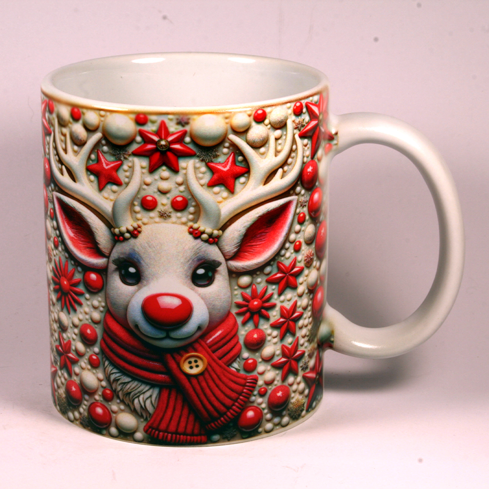 CHRISTMAS MUG - 3D REINDEER PINK