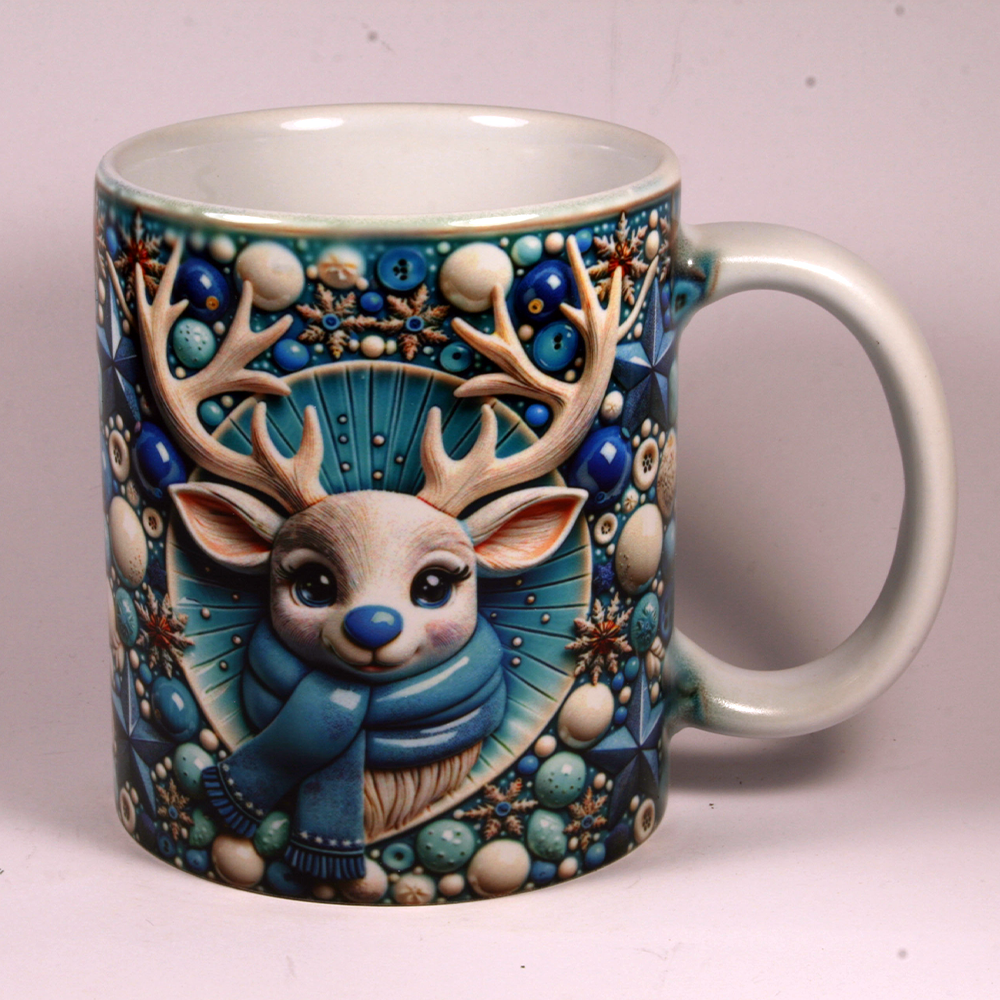 CHRISTMAS MUG - 3D REINDEER BLUE