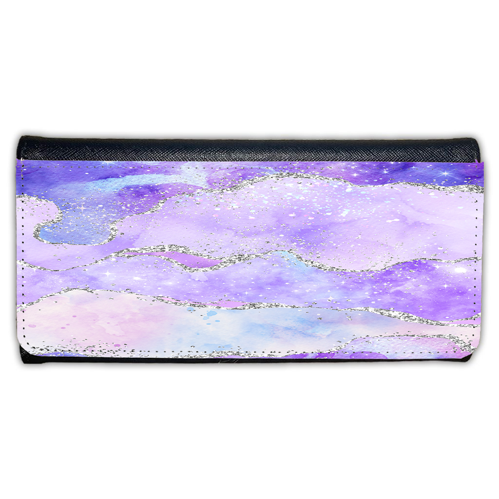 LADIES PURSE/WALLET BLACK - Purples & Glitter Agate - 5 Design Options