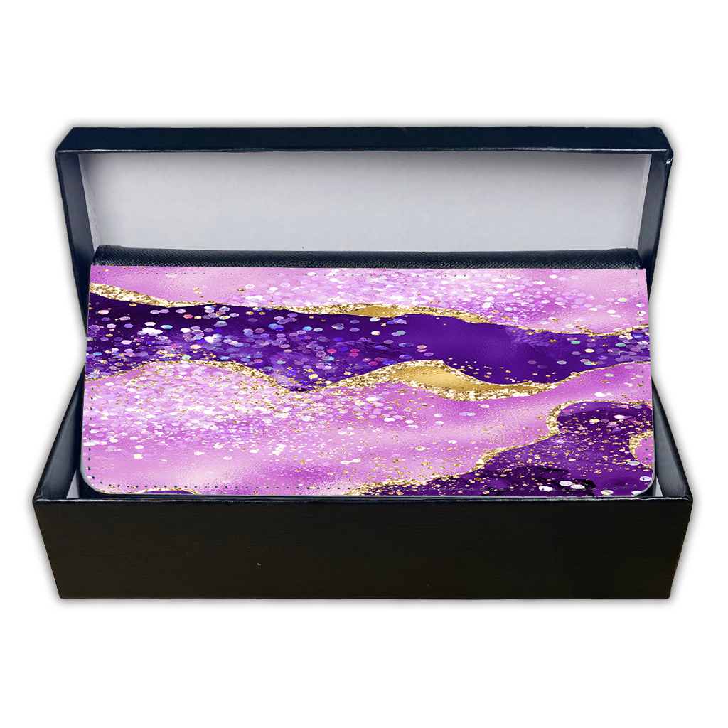 LADIES PURSE/WALLET BLACK - Purples & Glitter Agate - 5 Design Options
