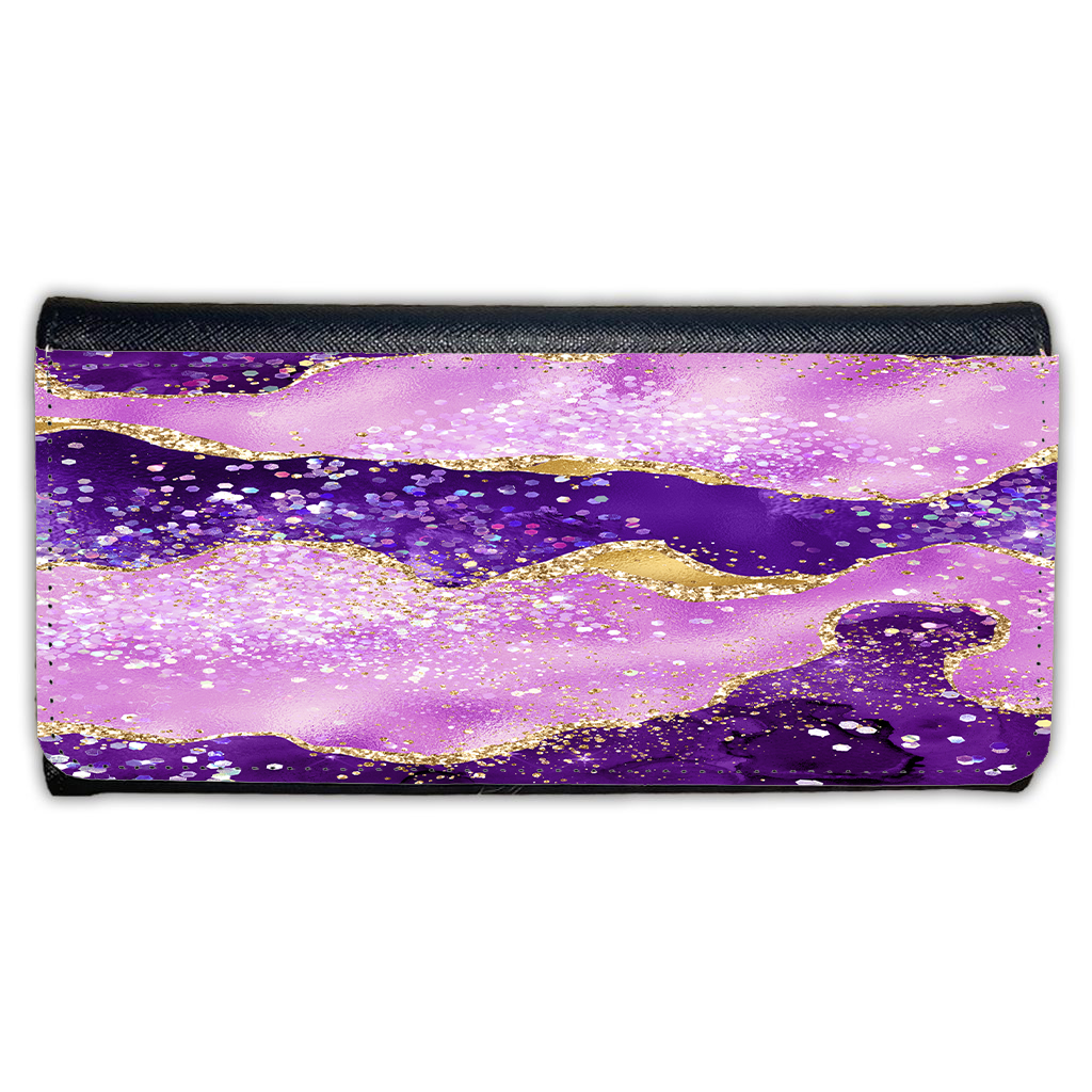 LADIES PURSE/WALLET BLACK - Purples & Glitter Agate - 5 Design Options