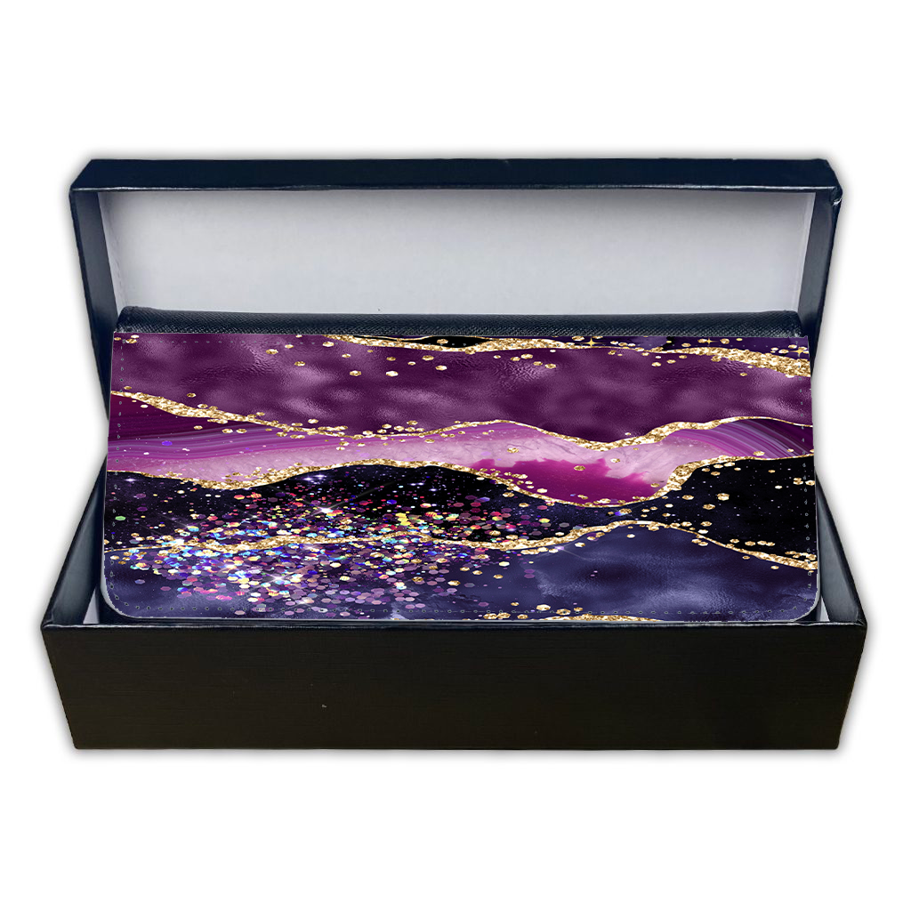 LADIES PURSE/WALLET BLACK - Purples & Glitter Agate - 5 Design Options