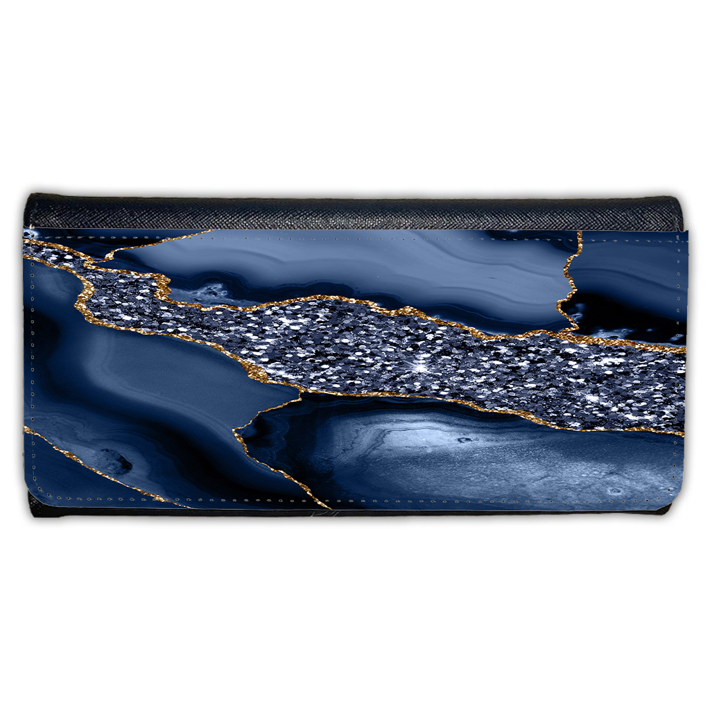 LADIES PURSE/WALLET BLACK - BLUE & GOLD GLITTER - 4 Design Options