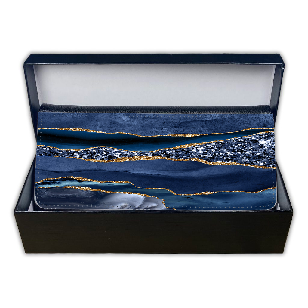 LADIES PURSE/WALLET BLACK - BLUE & GOLD GLITTER - 4 Design Options