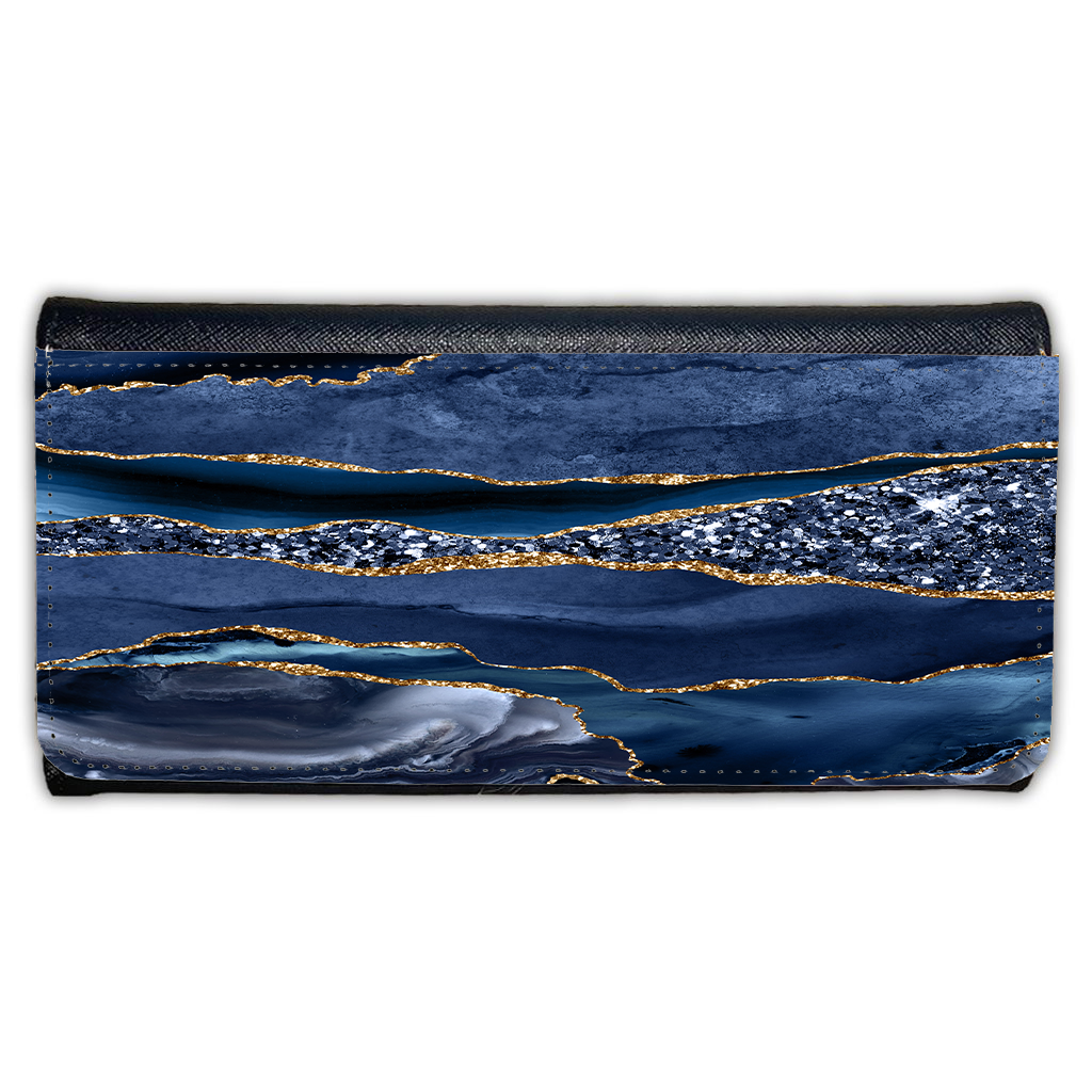 LADIES PURSE/WALLET BLACK - BLUE & GOLD GLITTER - 4 Design Options
