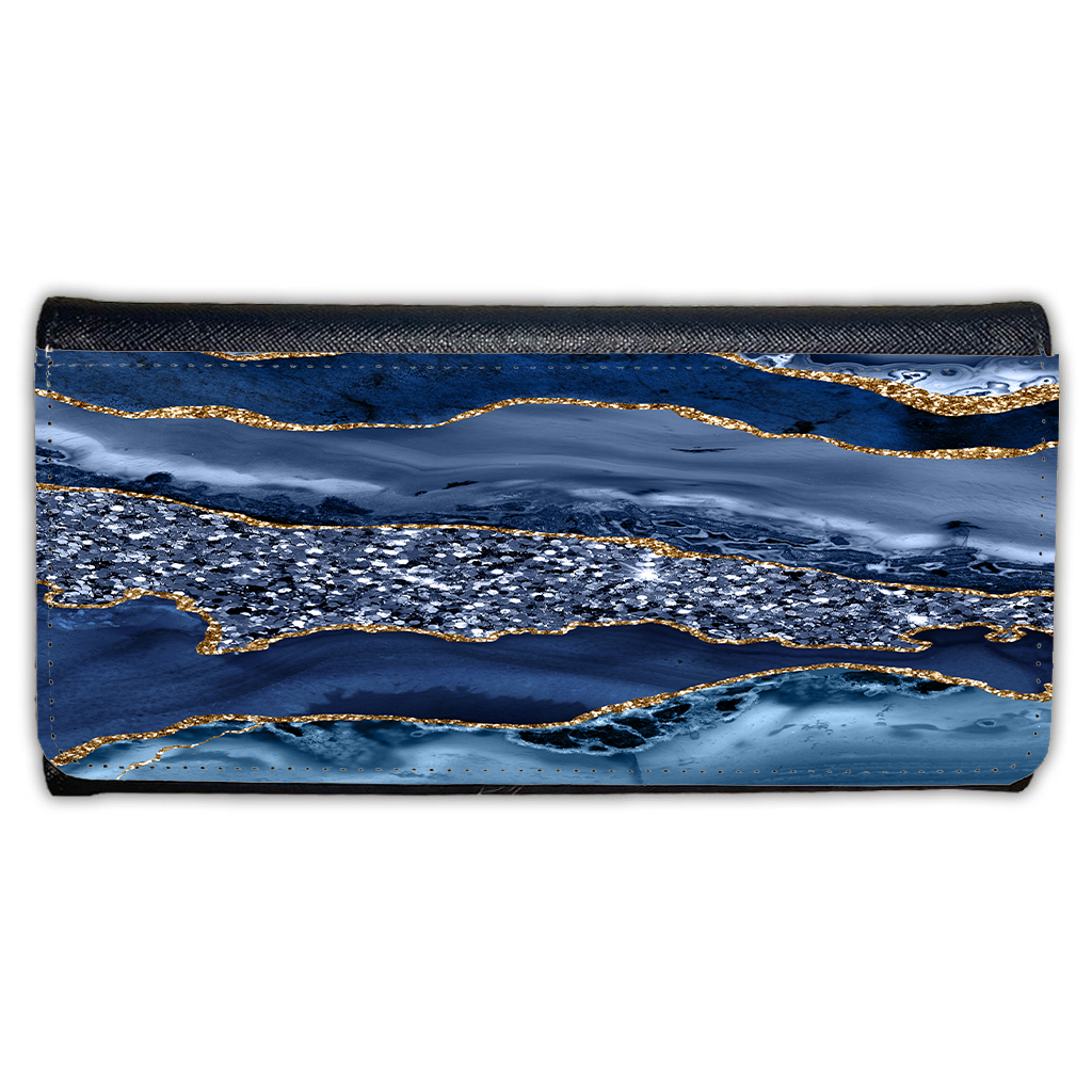 LADIES PURSE/WALLET BLACK - BLUE & GOLD GLITTER - 4 Design Options