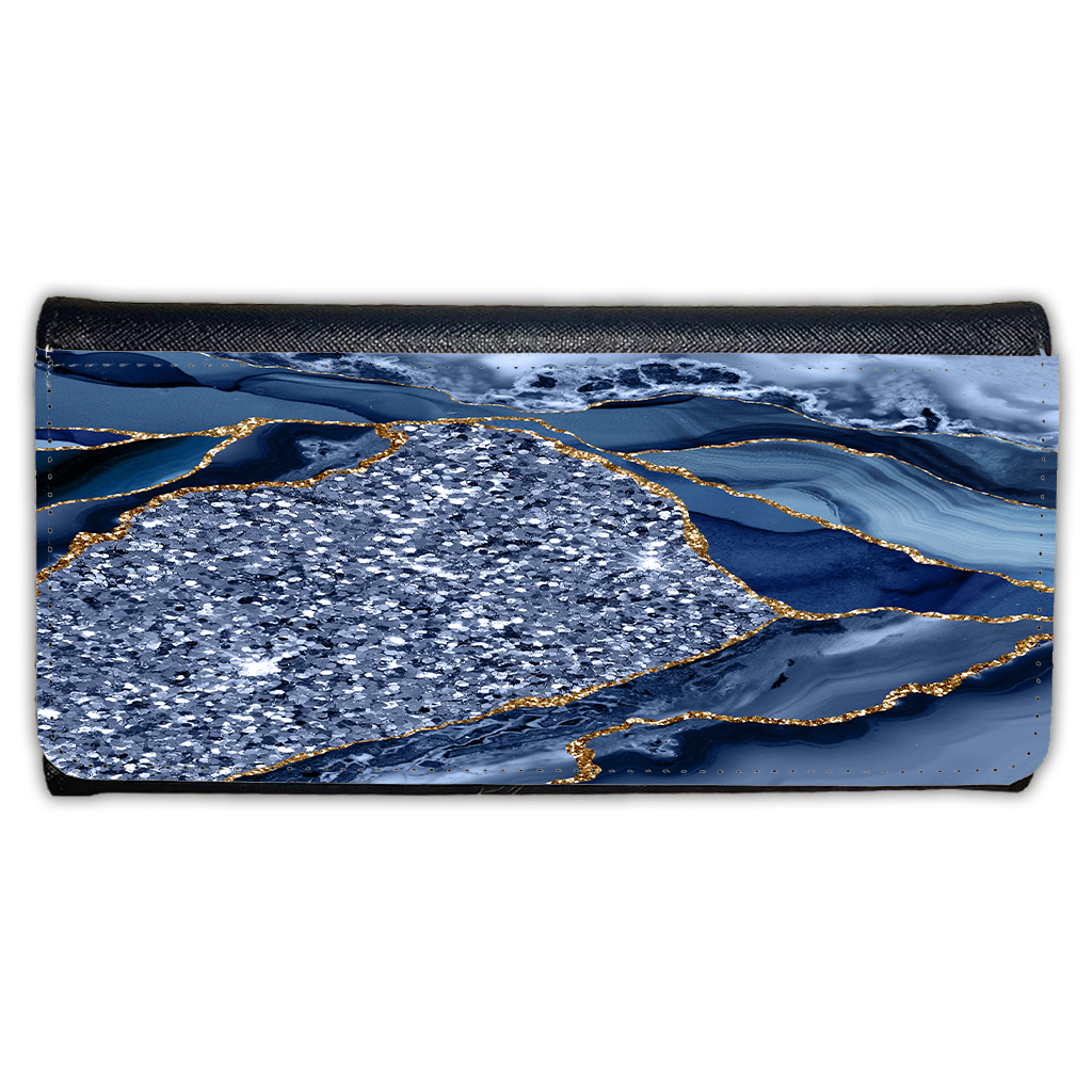 LADIES PURSE/WALLET BLACK - BLUE & GOLD GLITTER - 4 Design Options