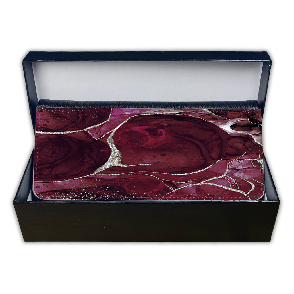 LADIES PURSE/WALLET BLACK - Burgundy & Silver - 3 Design Options