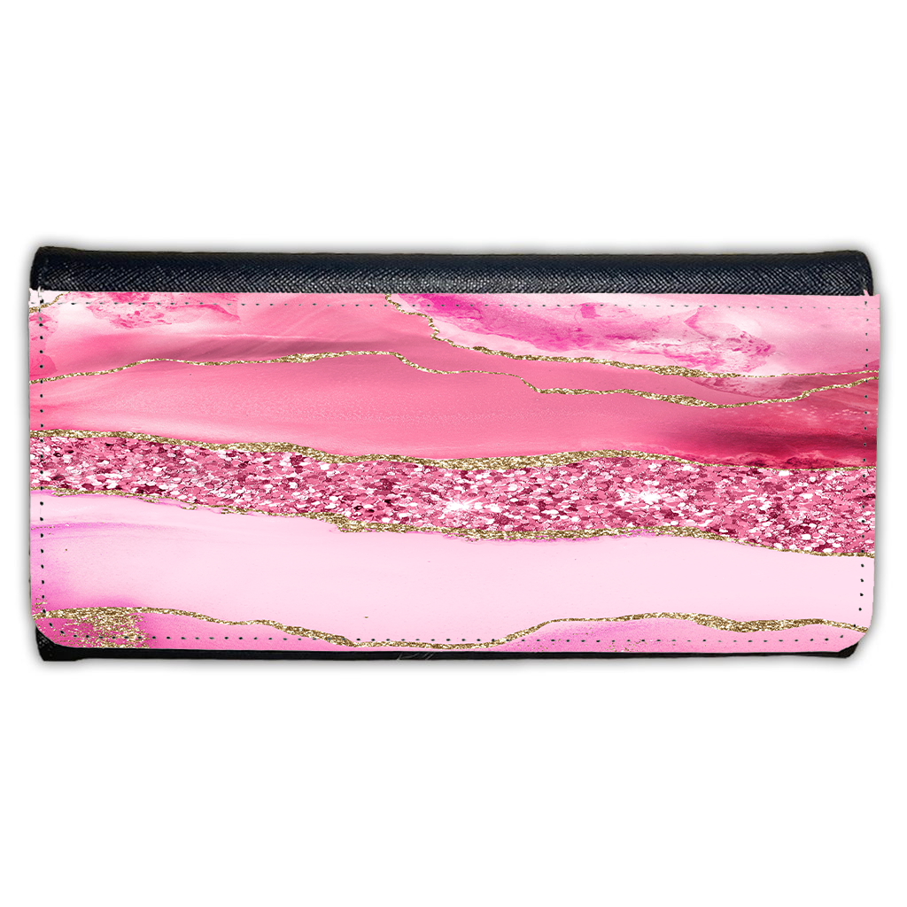LADIES PURSE/WALLET BLACK - PINK & GOLD GLITTER - 4 Design Options