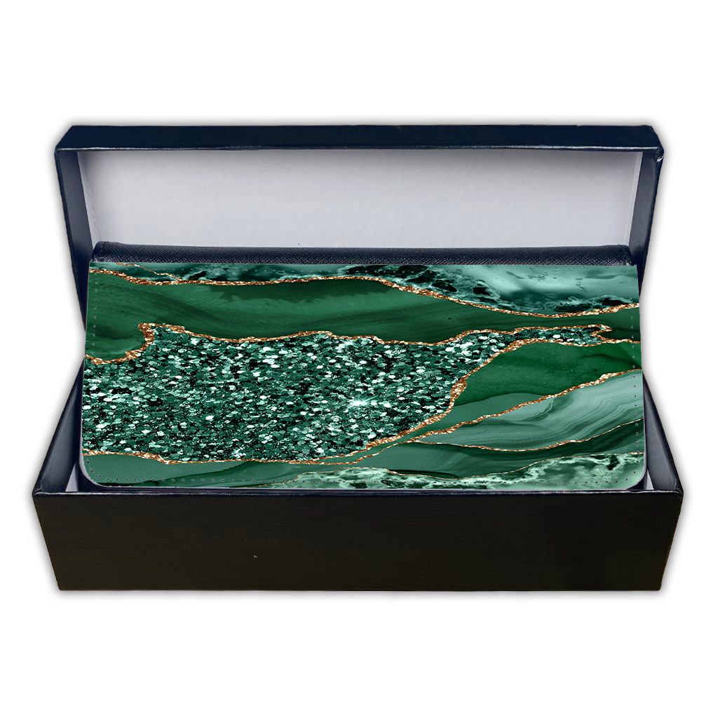 LADIES PURSE/WALLET BLACK - GREEN & GLITTER 3