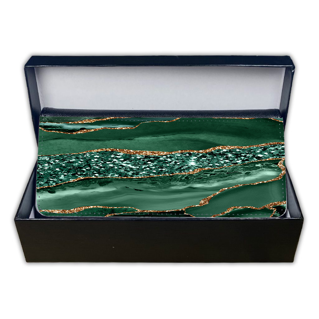LADIES PURSE/WALLET BLACK - GREEN & GLITTER 4