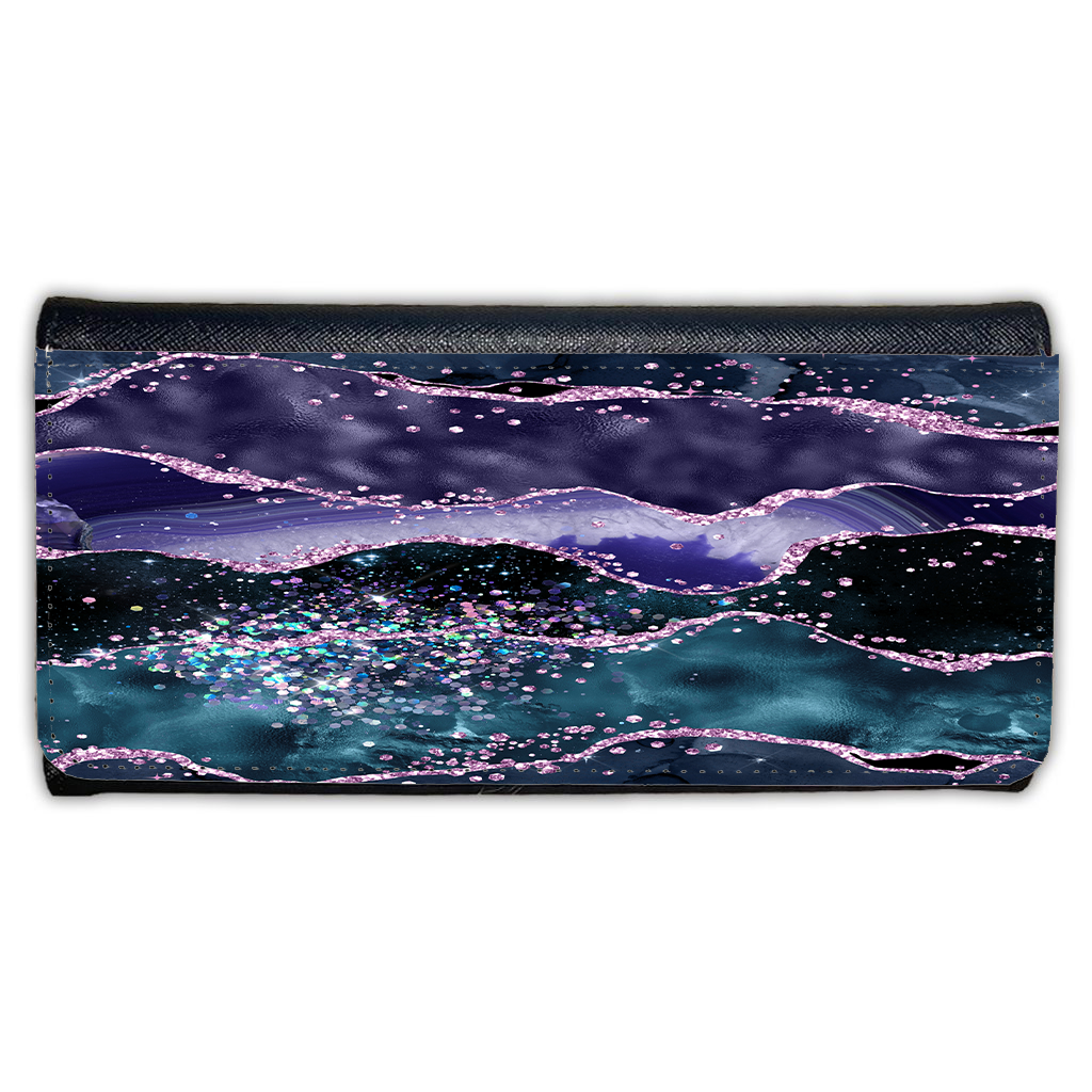 LADIES PURSE/WALLET BLACK - Teal, Purple & Glitter - 6 Design Options