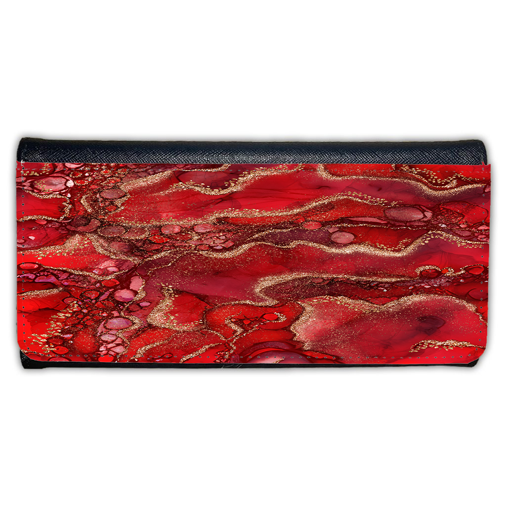 LADIES PURSE/WALLET BLACK - RED & GOLD - 6 Design Options