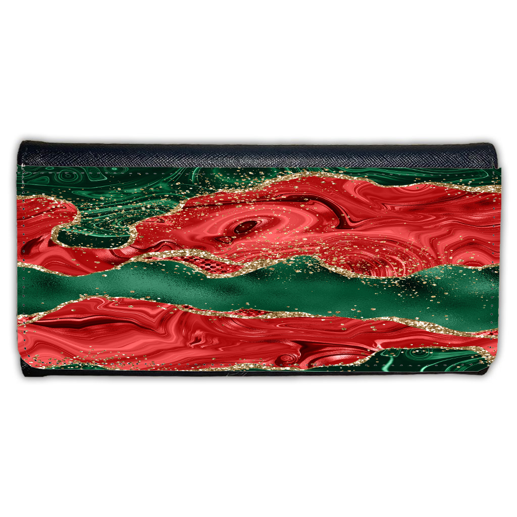 LADIES PURSE/WALLET BLACK - RED GREEN & GLITTER - 6 Design Options
