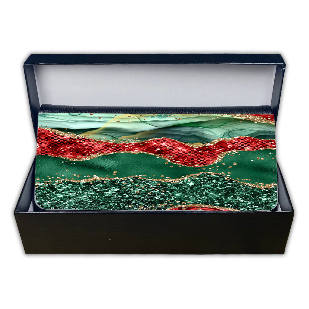 LADIES PURSE/WALLET BLACK - RED GREEN & GLITTER 5