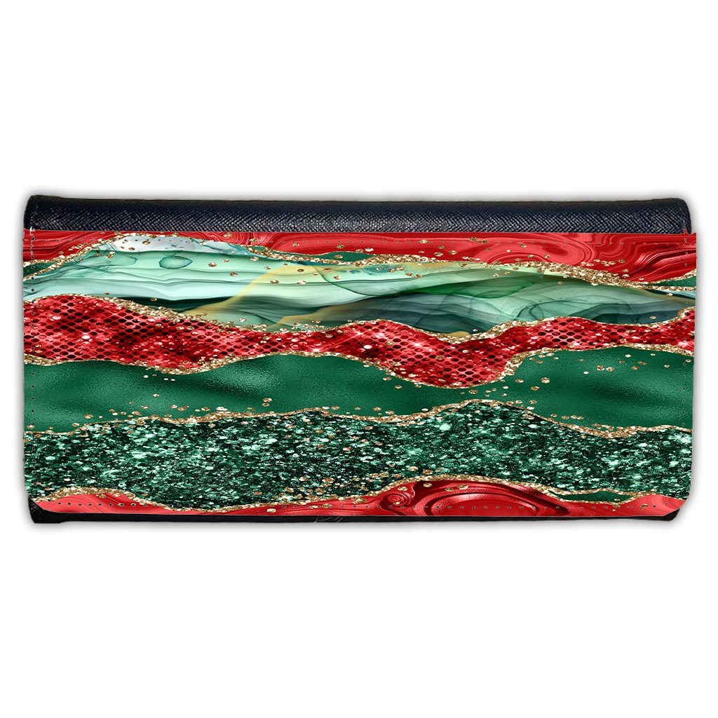 LADIES PURSE/WALLET BLACK - RED GREEN & GLITTER 5