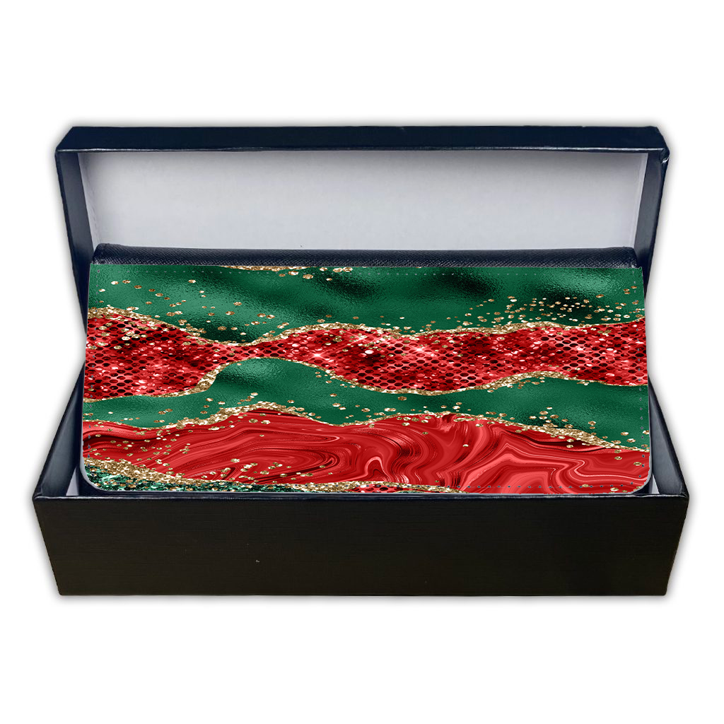 LADIES PURSE/WALLET BLACK - RED GREEN & GLITTER 6