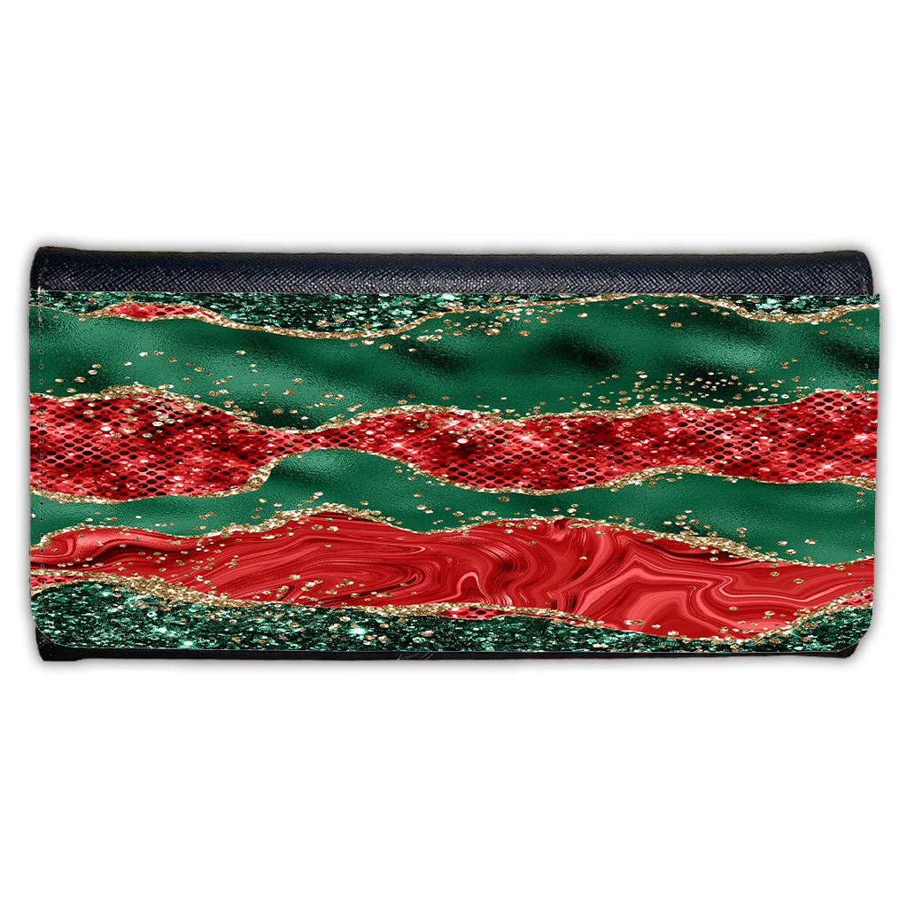 LADIES PURSE/WALLET BLACK - RED GREEN & GLITTER 6