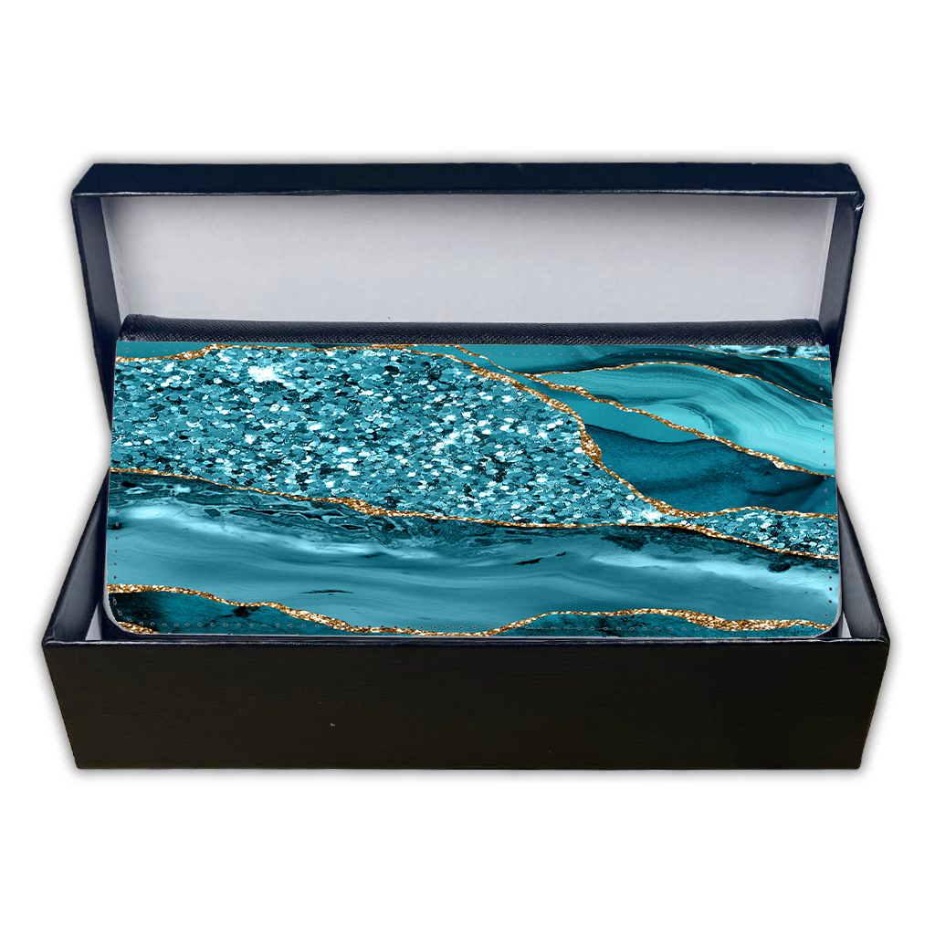 LADIES PURSE/WALLET BLACK - TEAL & GLITTER 3