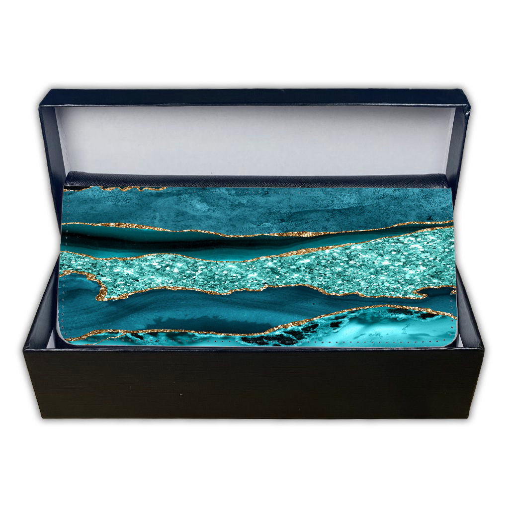 LADIES PURSE/WALLET BLACK - TEAL & GLITTER 4