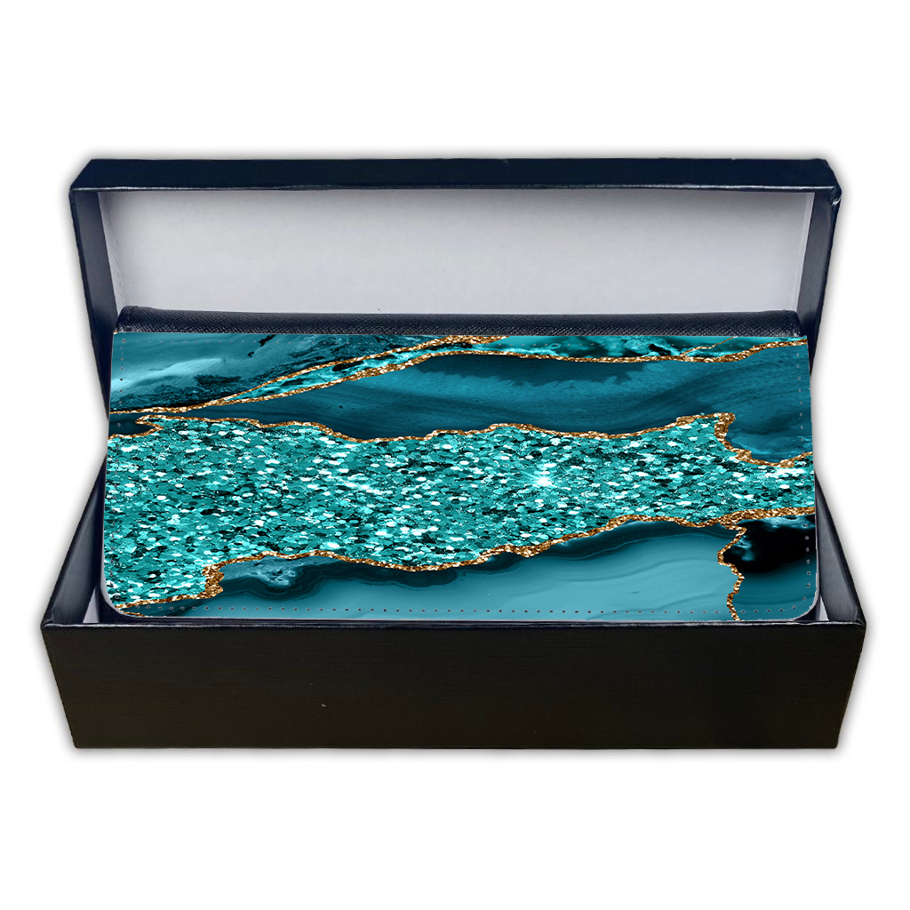 LADIES PURSE/WALLET BLACK - TEAL & GLITTER 1