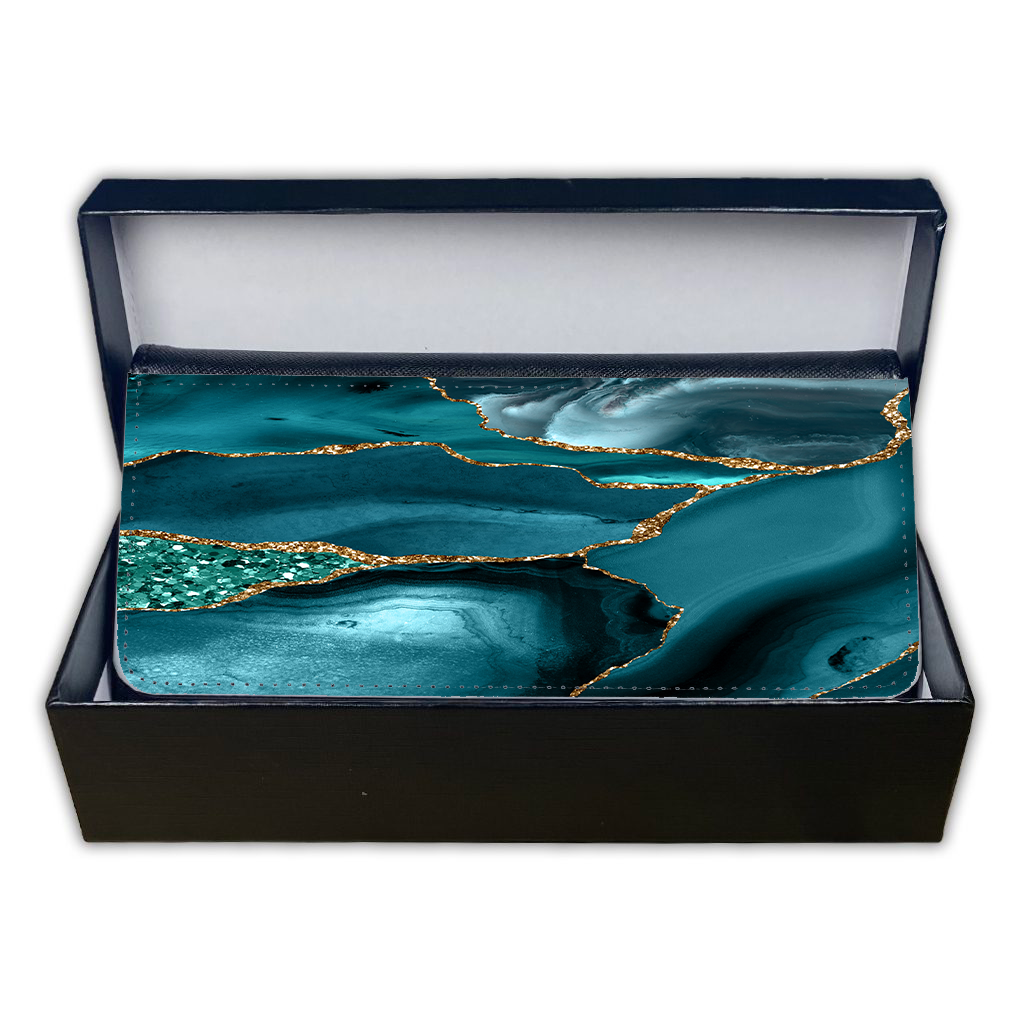 LADIES PURSE/WALLET BLACK - TEAL & GLITTER 2
