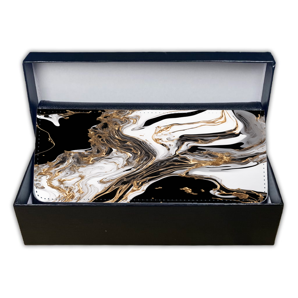 LADIES PURSE/WALLET BLACK - Black White & Gold 1