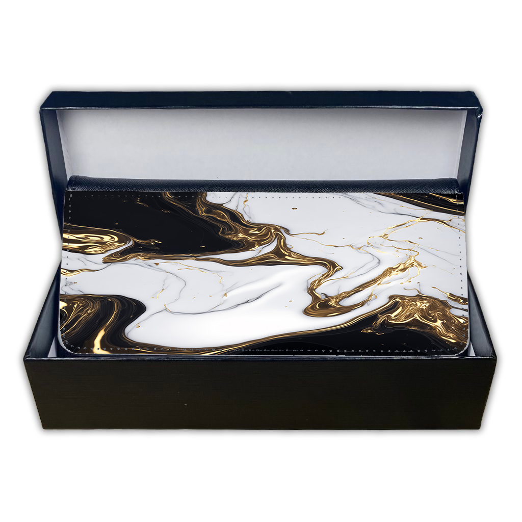 LADIES PURSE/WALLET BLACK - Black White & Gold 2