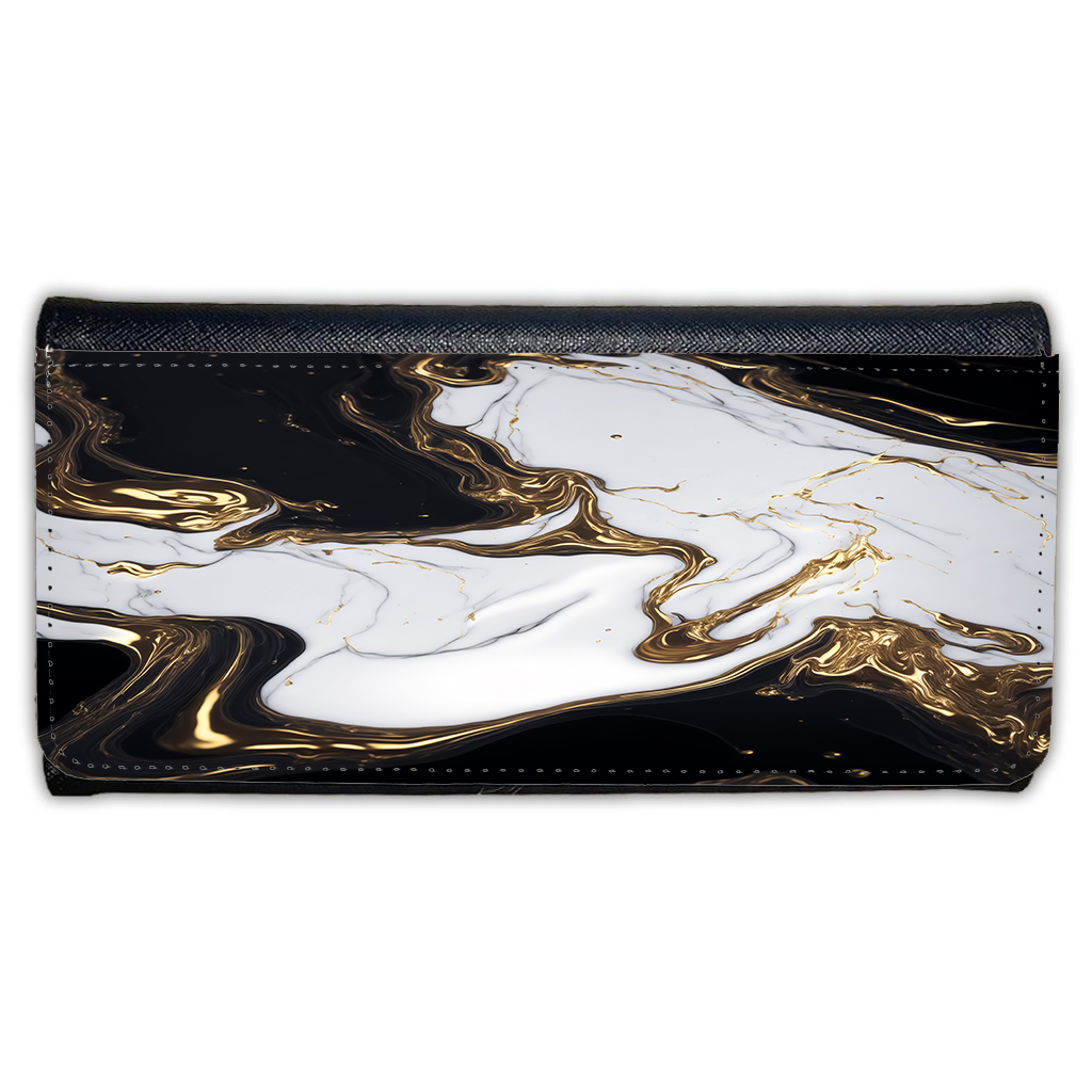 LADIES PURSE/WALLET BLACK - Black White & Gold 2