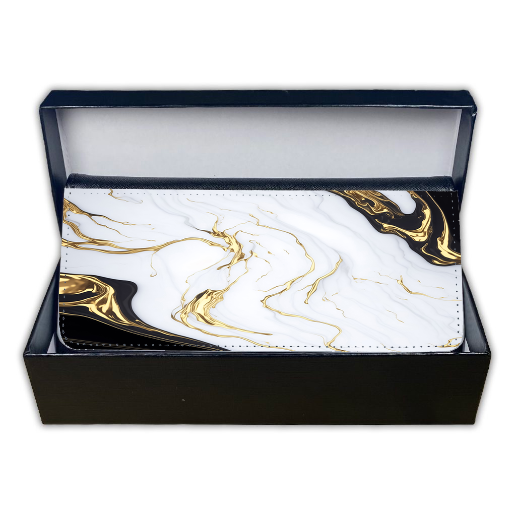 LADIES PURSE/WALLET BLACK - Black White & Gold 3