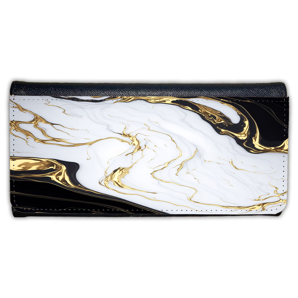 LADIES PURSE/WALLET BLACK - Black White & Gold 3