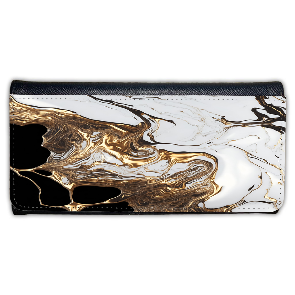 LADIES PURSE/WALLET BLACK - Black White & Gold 4