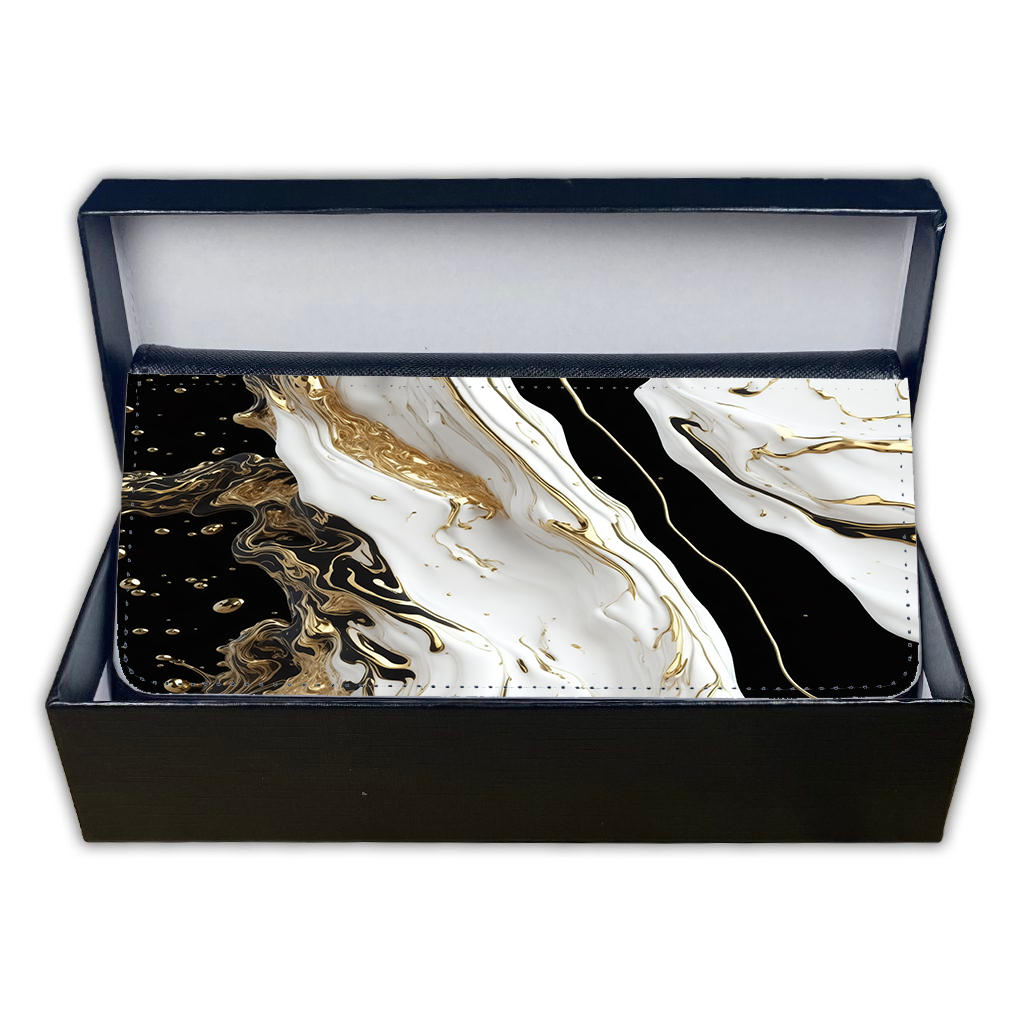 LADIES PURSE/WALLET BLACK - Black White & Gold 5