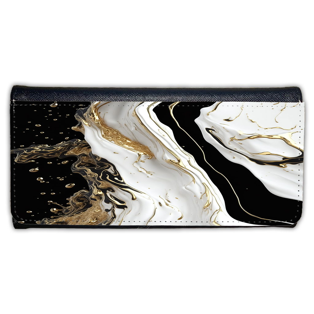 LADIES PURSE/WALLET BLACK - Black White & Gold 5