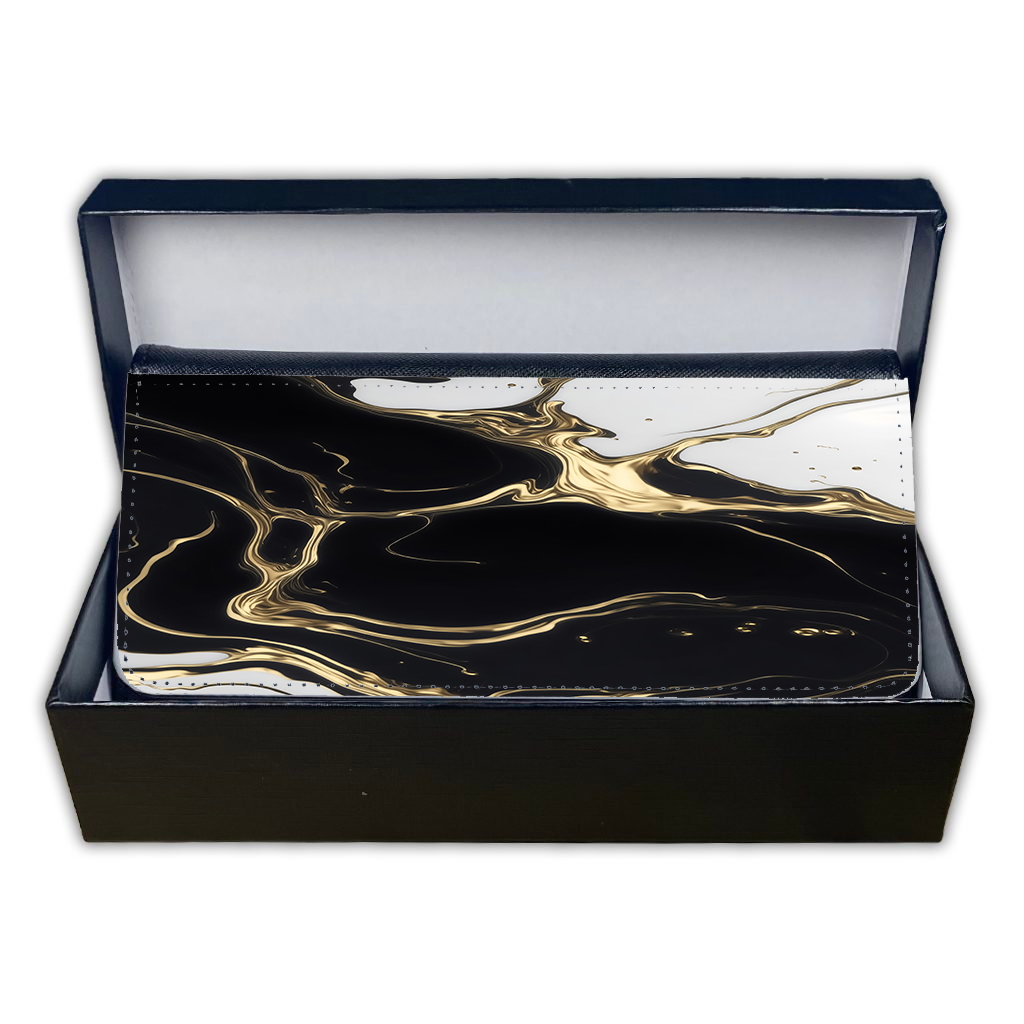 LADIES PURSE/WALLET BLACK - Black White & Gold 6