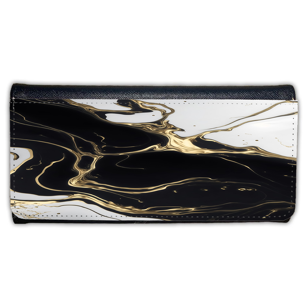 LADIES PURSE/WALLET BLACK - Black White & Gold 6