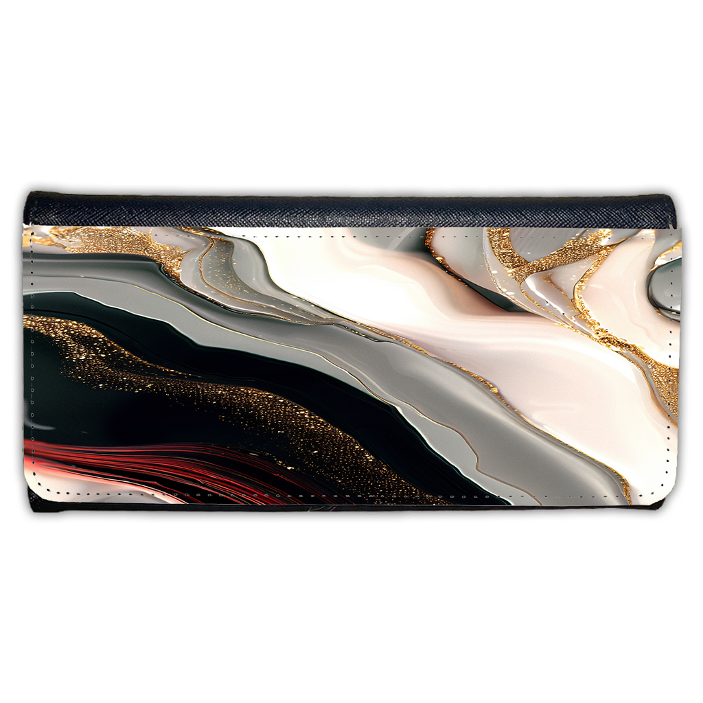 LADIES PURSE/WALLET BLACK - Black Red White & Gold 10