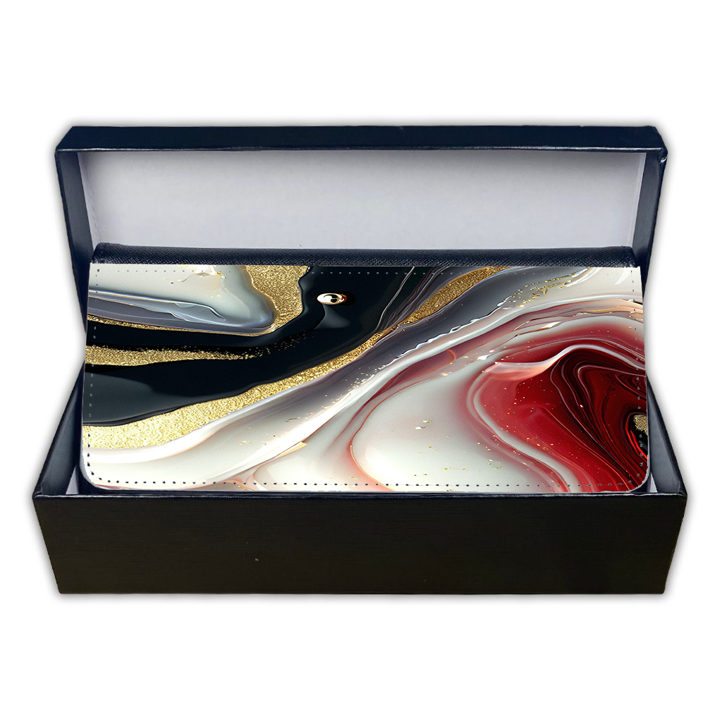 LADIES PURSE/WALLET BLACK - Black Red White & Gold 11