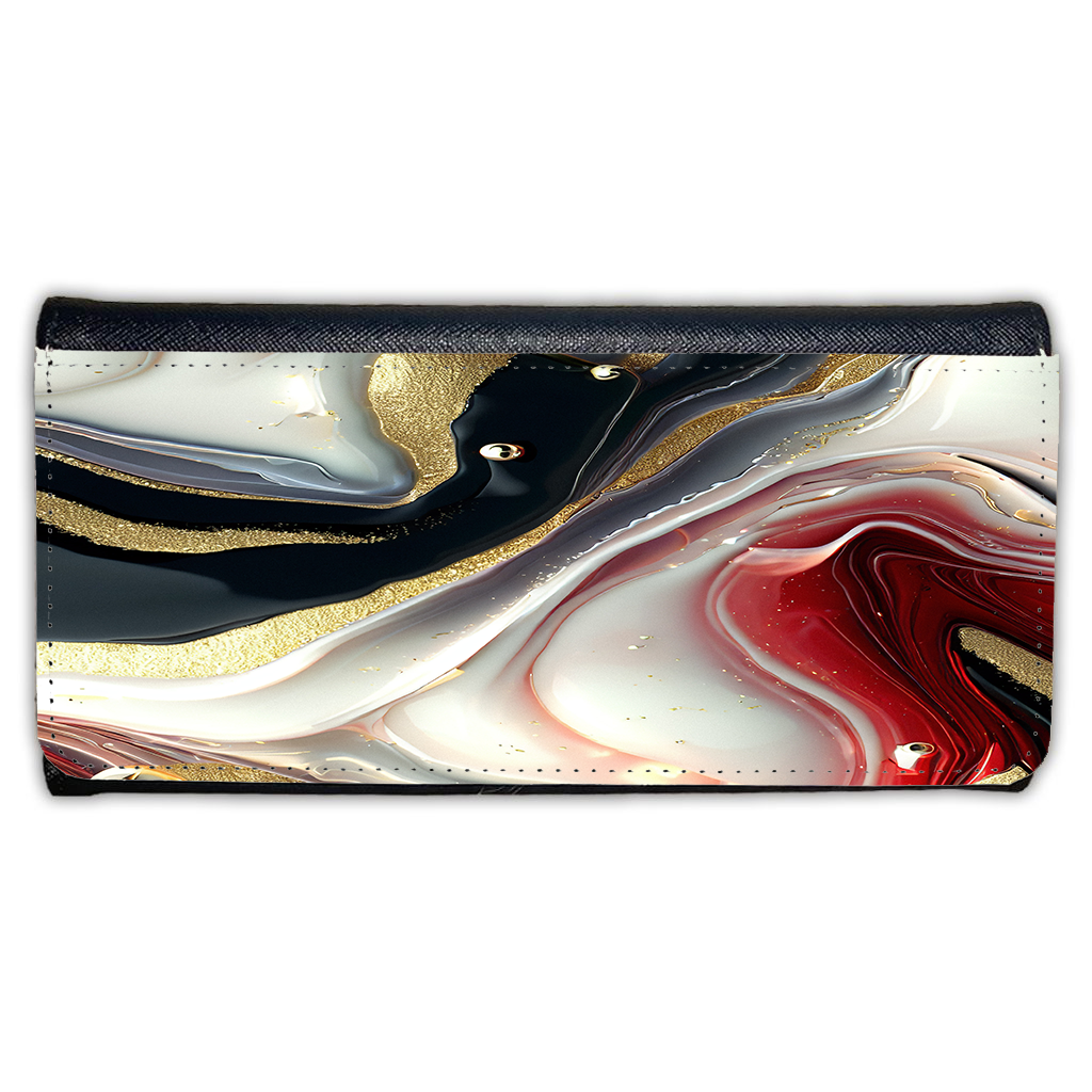 LADIES PURSE/WALLET BLACK - Black Red White & Gold 11