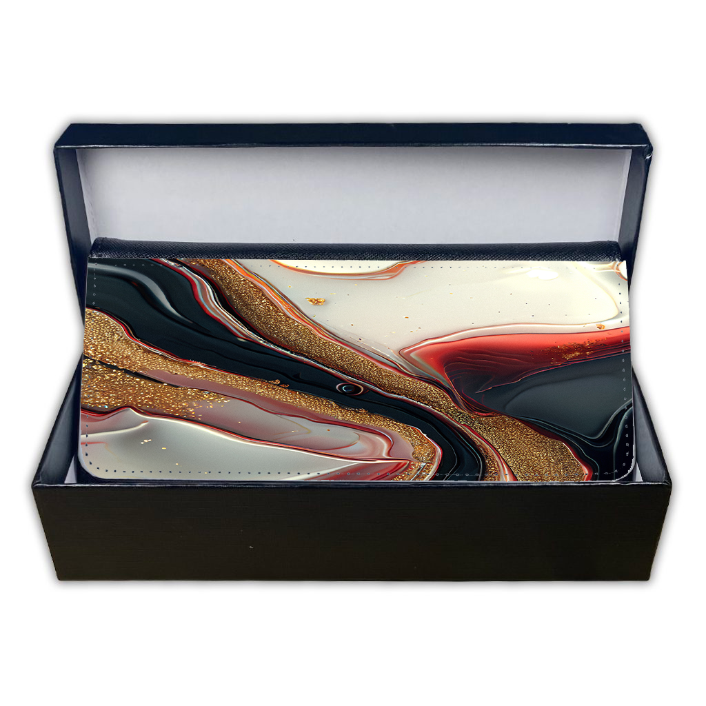 LADIES PURSE/WALLET BLACK - Black Red White & Gold 12