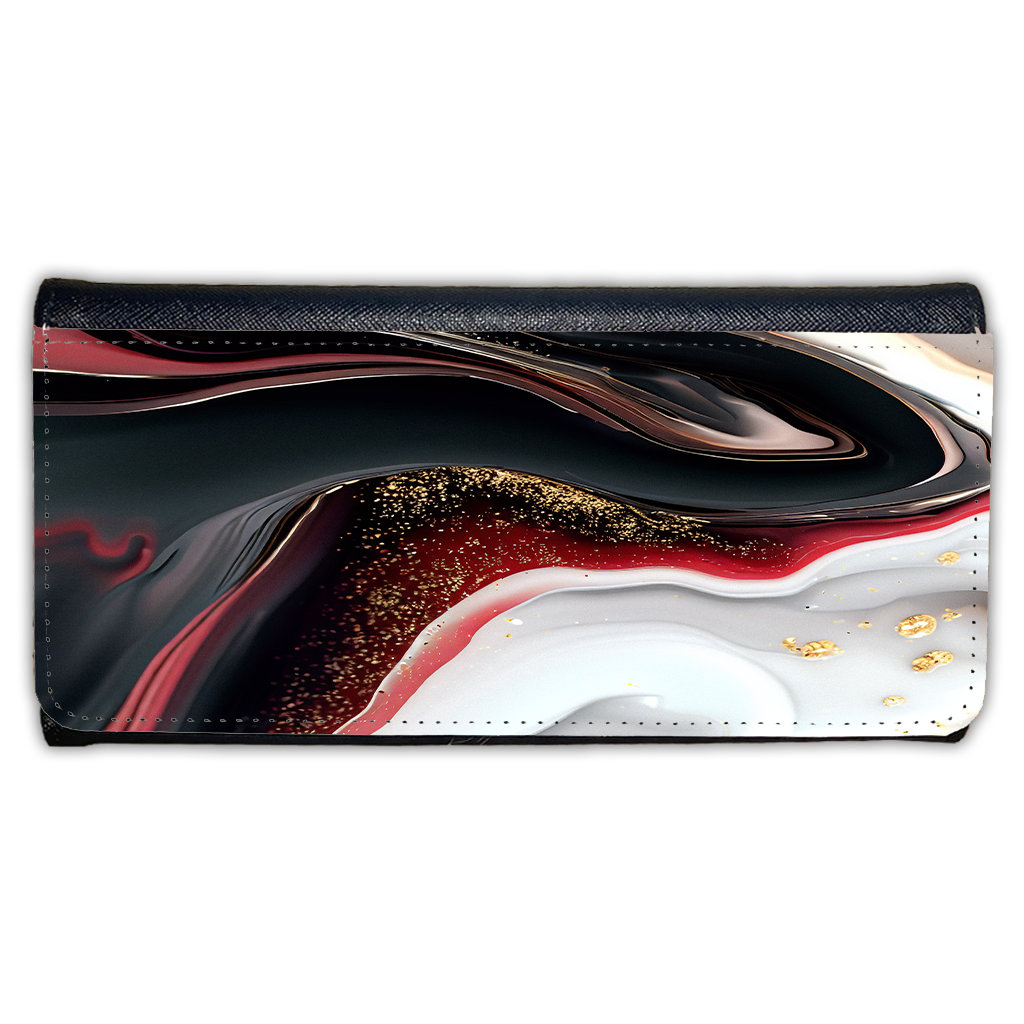 LADIES PURSE/WALLET BLACK - Black Red White & Gold 1