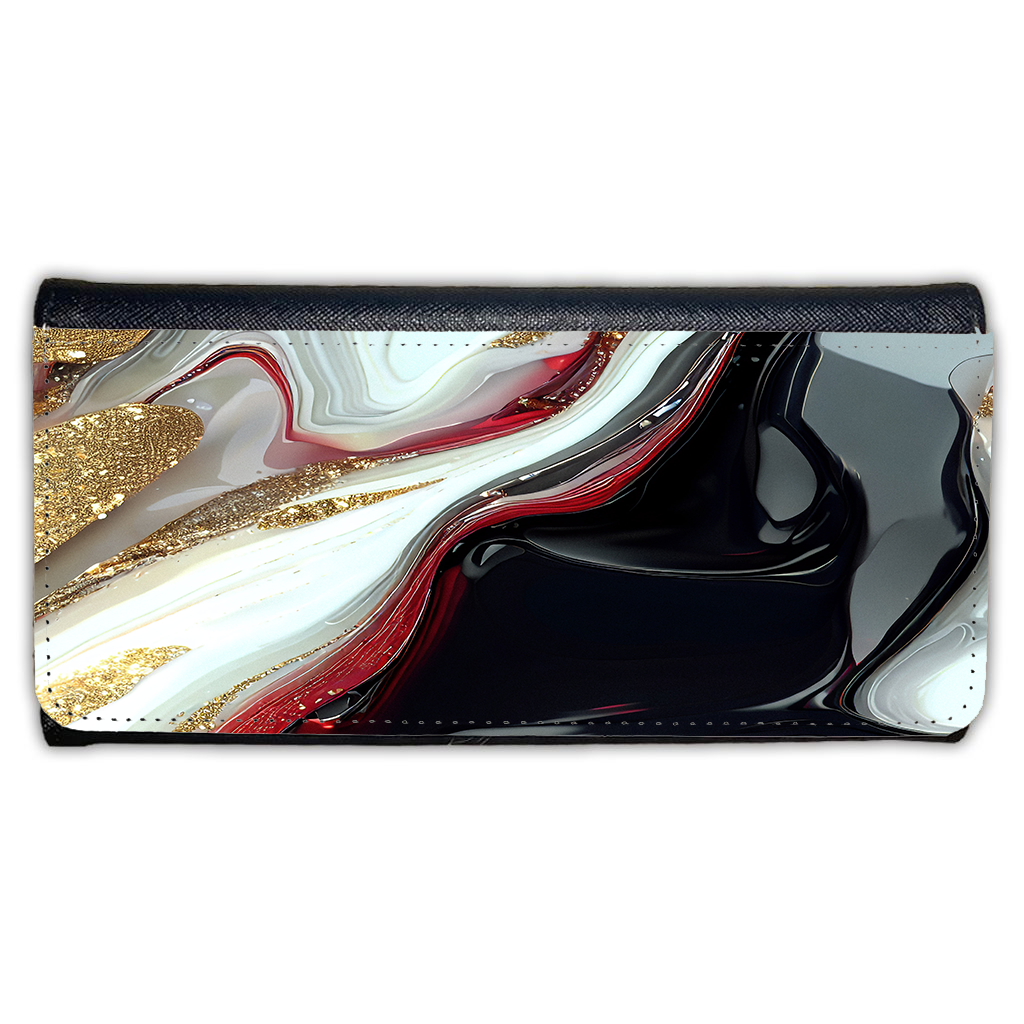 LADIES PURSE/WALLET BLACK - Black Red White & Gold 2