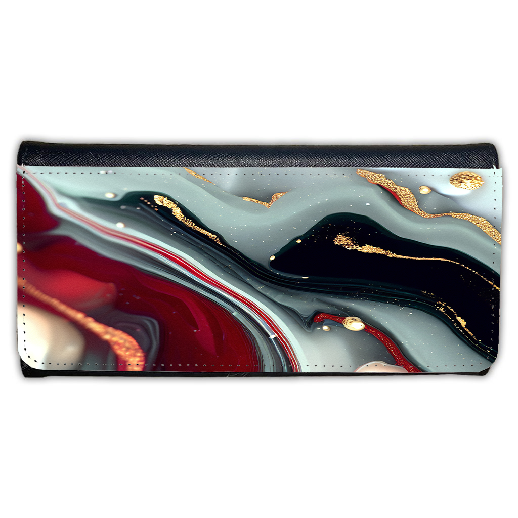 LADIES PURSE/WALLET BLACK - Black Red White & Gold 3