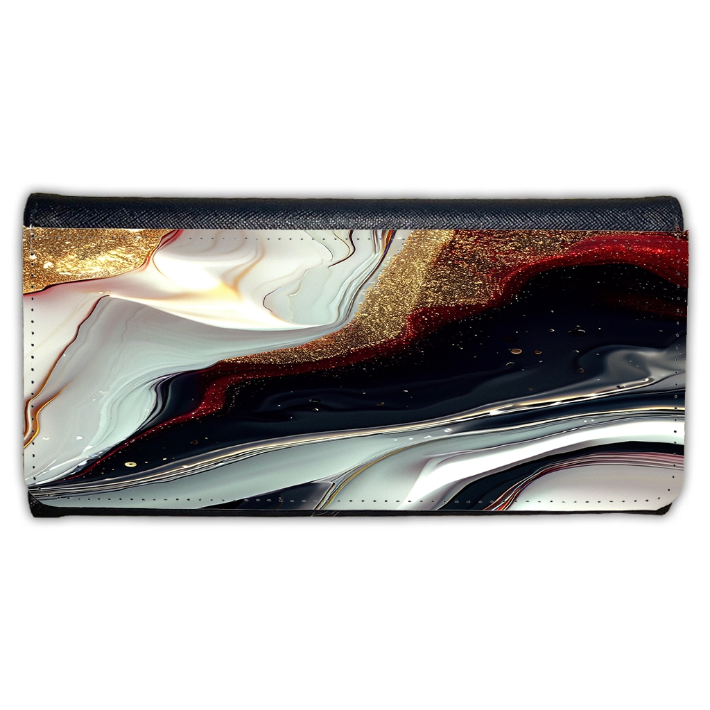 LADIES PURSE/WALLET BLACK - Black Red White & Gold 5